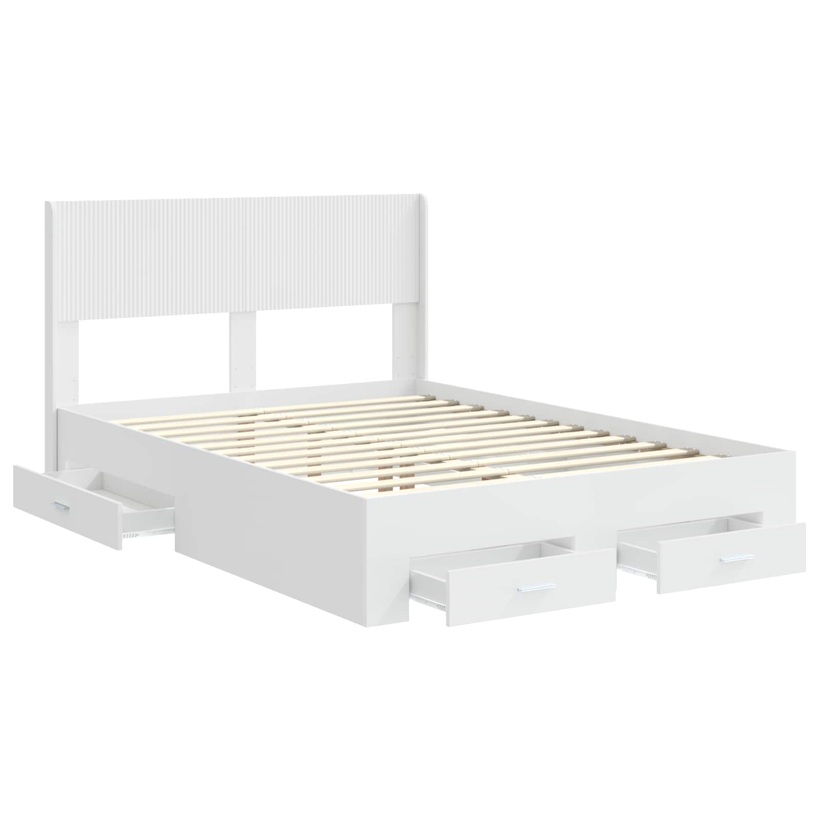 vidaXL Bed Frame with Storage and Headboard White Engineered Wood 5