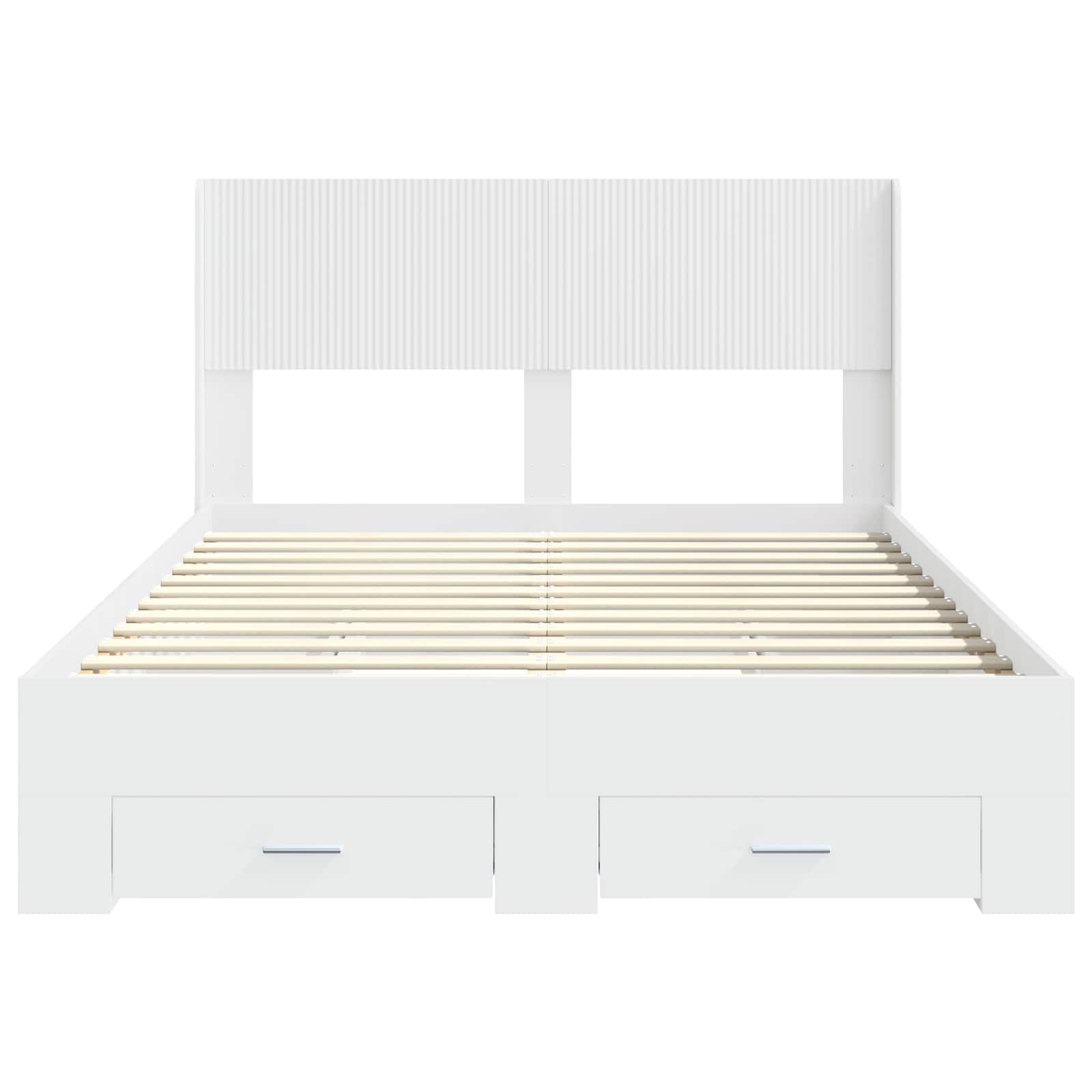 vidaXL Bed Frame with Storage and Headboard White Engineered Wood 6