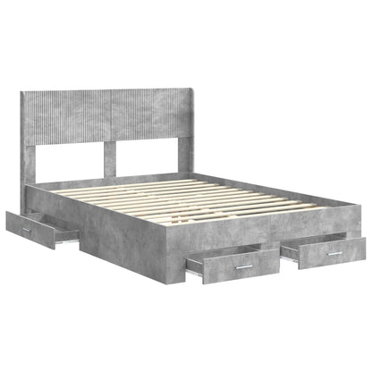 vidaXL Bed Frame with Storage and Headboard Concrete Grey 140 x 200 cm 5