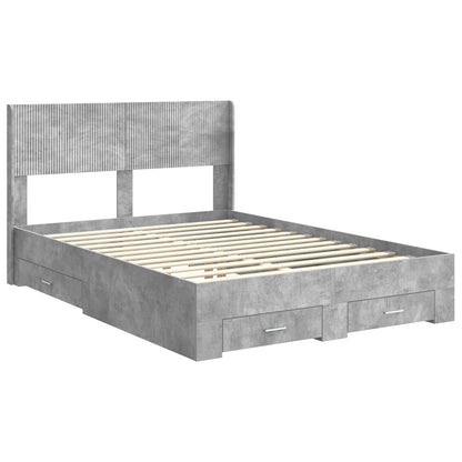 vidaXL Bed Frame with Storage and Headboard Concrete Grey 140 x 190 cm 4