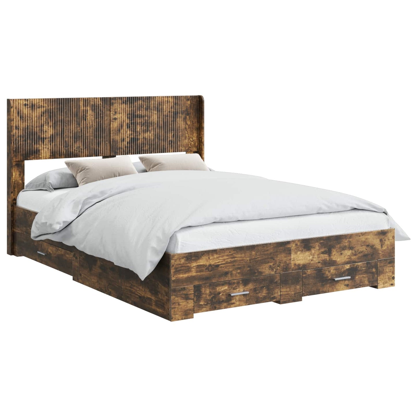 vidaXL Bed Frame with Storage and Headboard Smoked Oak 140 x 190 cm 2