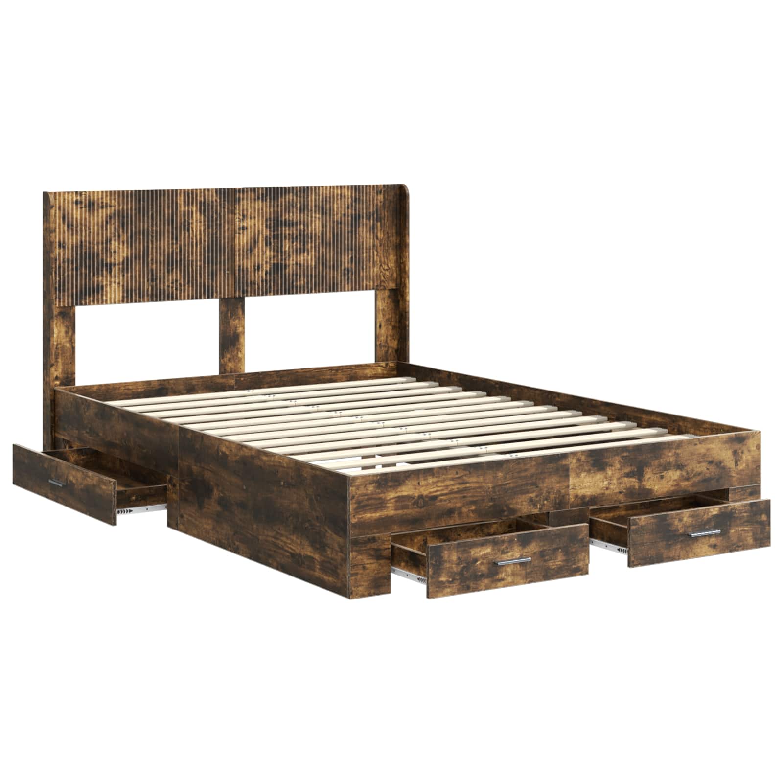 vidaXL Bed Frame with Storage and Headboard Smoked Oak 140 x 190 cm 5