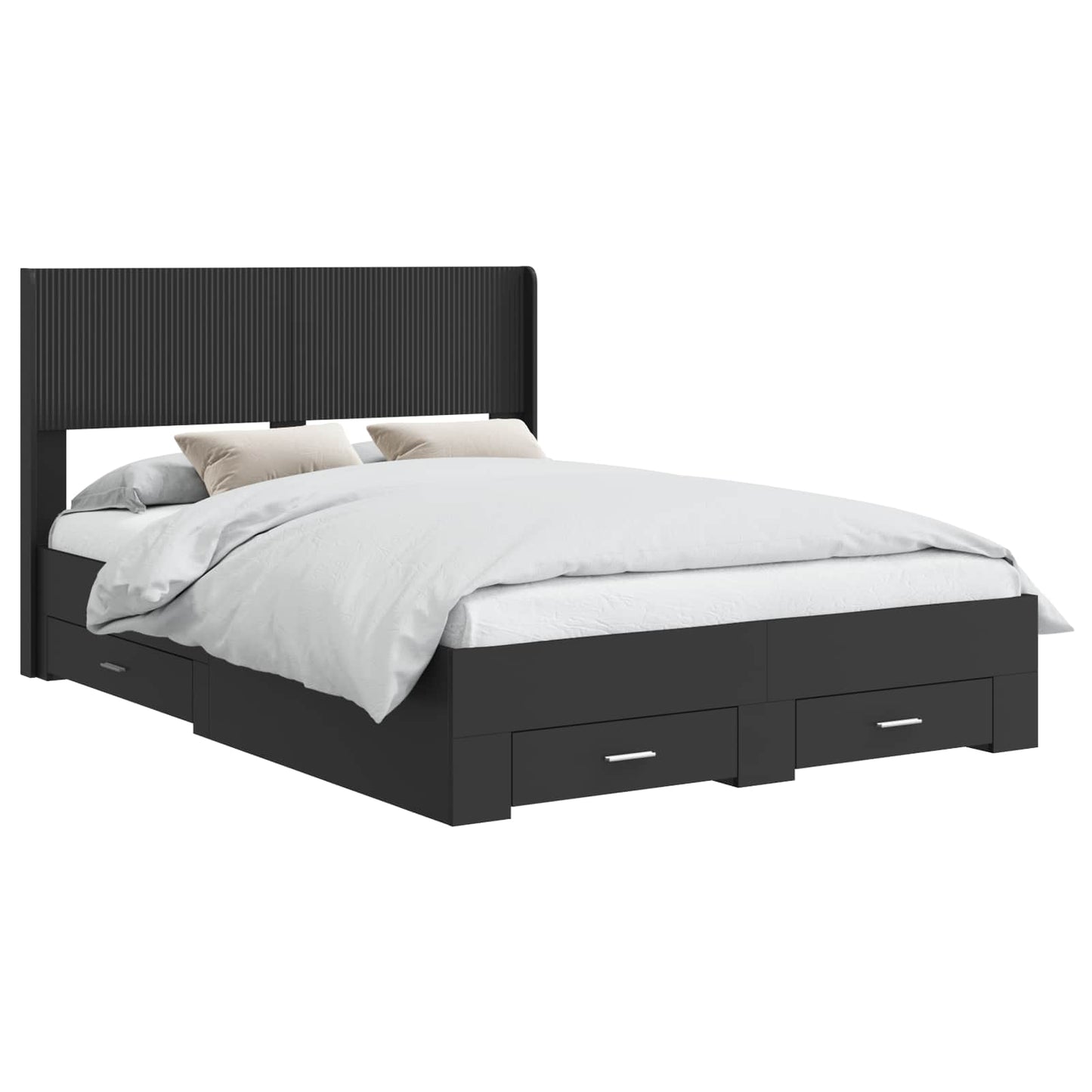 vidaXL Bed Frame with Storage and Headboard Black 135 x 190 cm 2