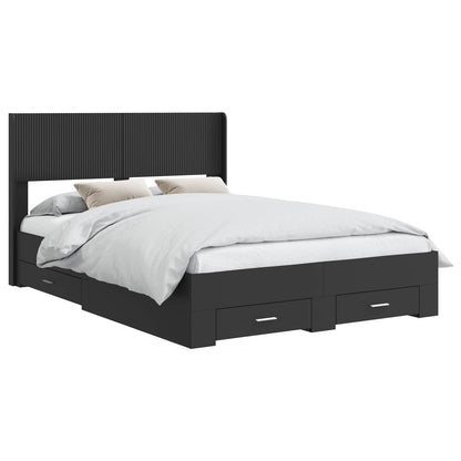 vidaXL Bed Frame with Storage and Headboard Black 135 x 190 cm 2