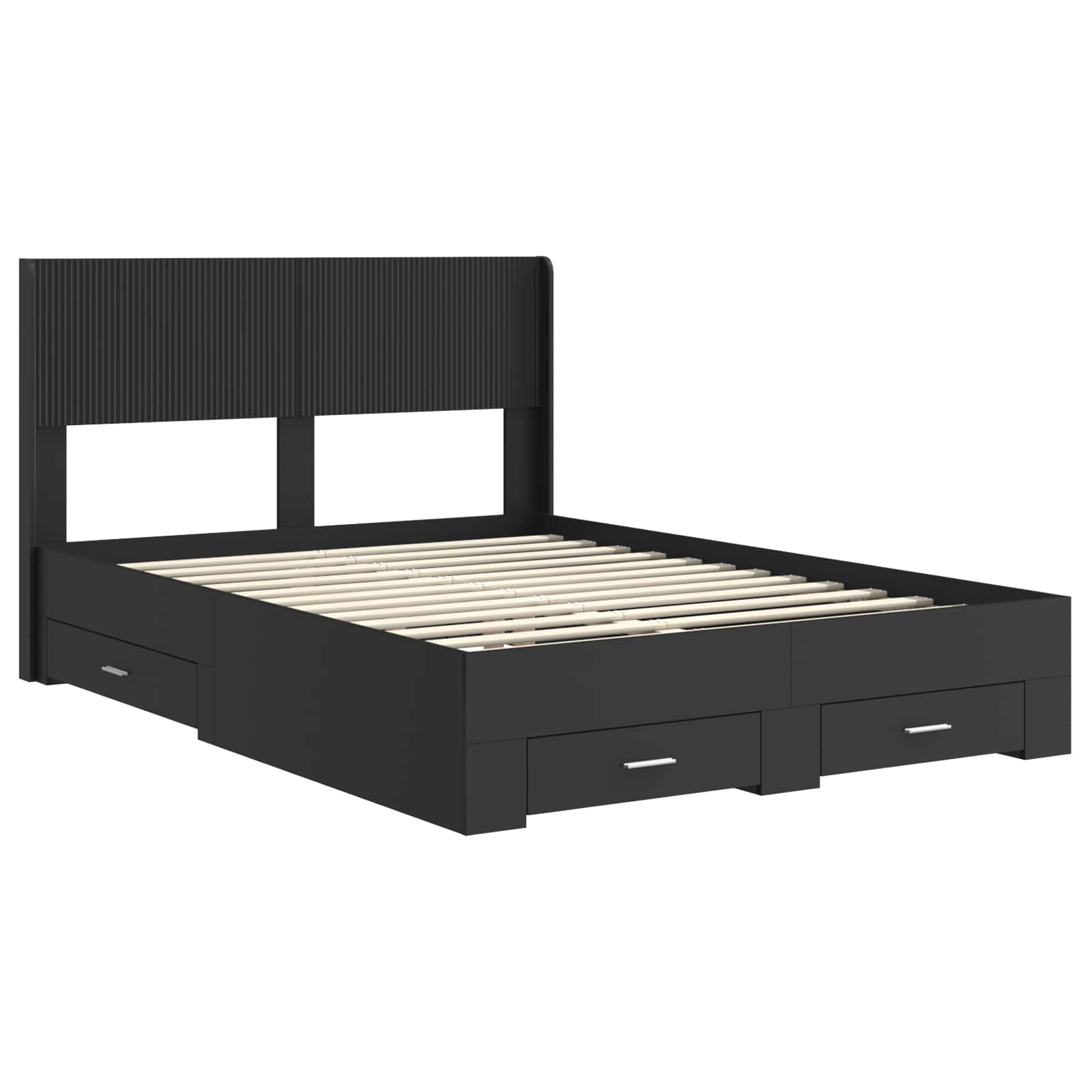 vidaXL Bed Frame with Storage and Headboard Black 135 x 190 cm 4