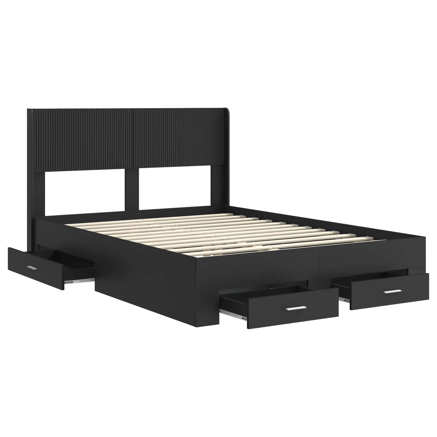 vidaXL Bed Frame with Storage and Headboard Black 135 x 190 cm 5