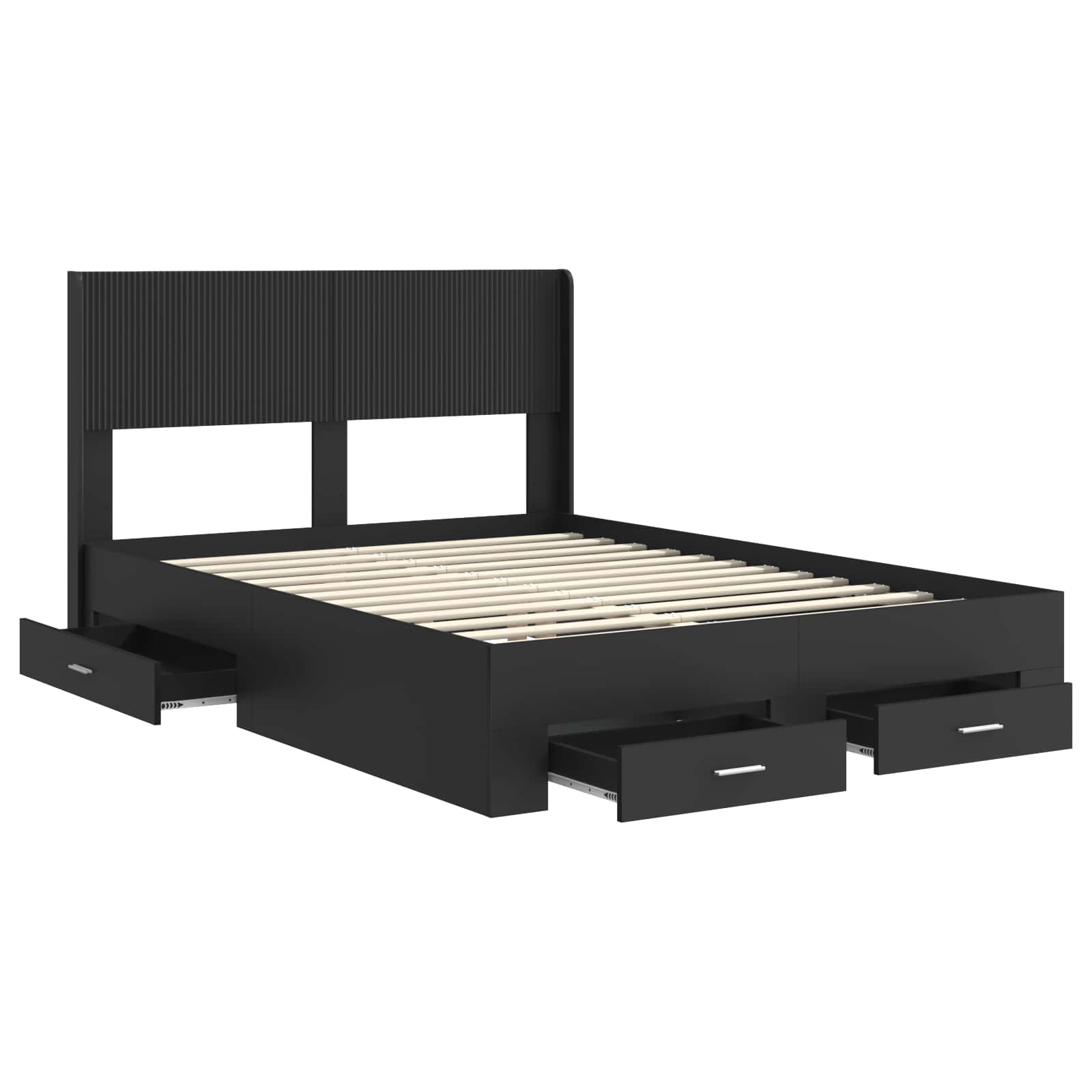 vidaXL Bed Frame with Storage and Headboard Black 135 x 190 cm 5