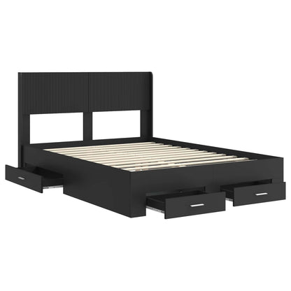 vidaXL Bed Frame with Storage and Headboard Black 135 x 190 cm 5