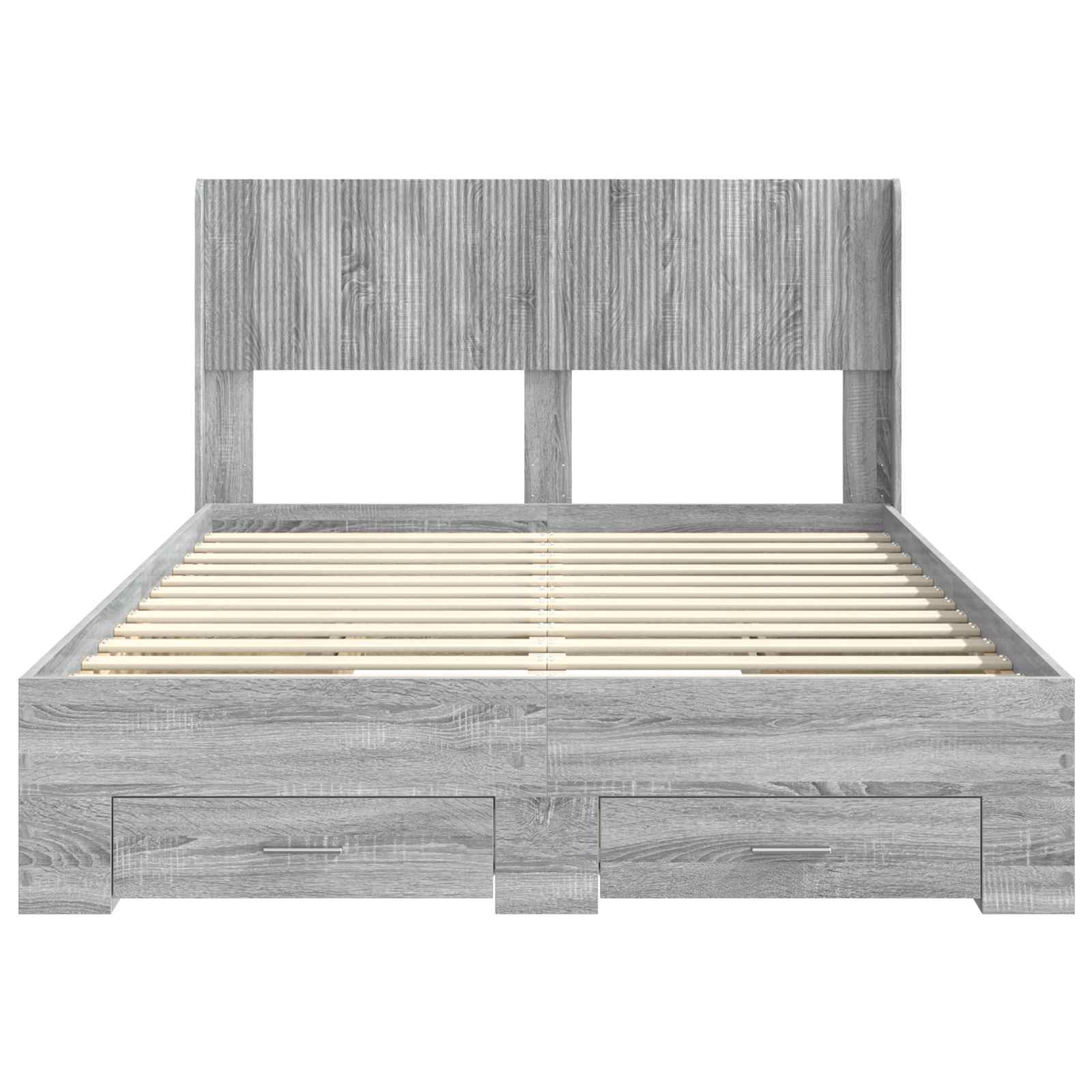 vidaXL Bed Frame with Storage and Headboard Grey Sonoma 135 x 190 cm 6