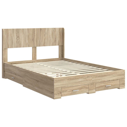 vidaXL Bed Frame with Storage and Headboard Sonoma Oak Engineered Wood 4