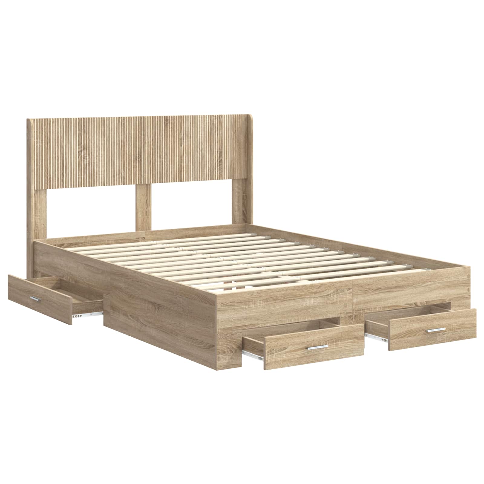 vidaXL Bed Frame with Storage and Headboard Sonoma Oak Engineered Wood 5