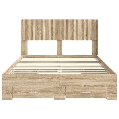 vidaXL Bed Frame with Storage and Headboard Sonoma Oak Engineered Wood 6