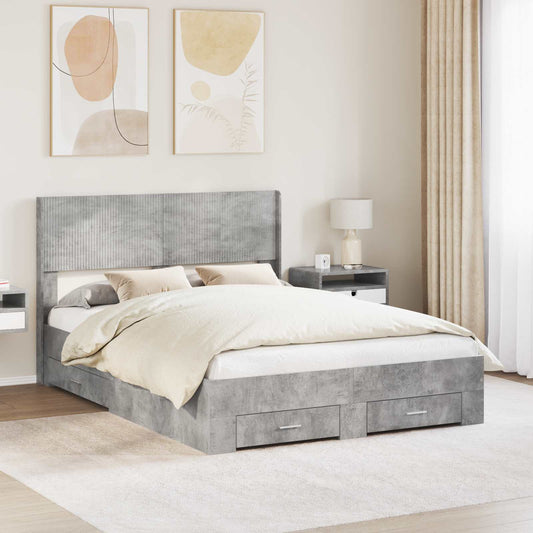 vidaXL Bed Frame with Storage and Headboard Concrete Grey 120 x 200 cm 1