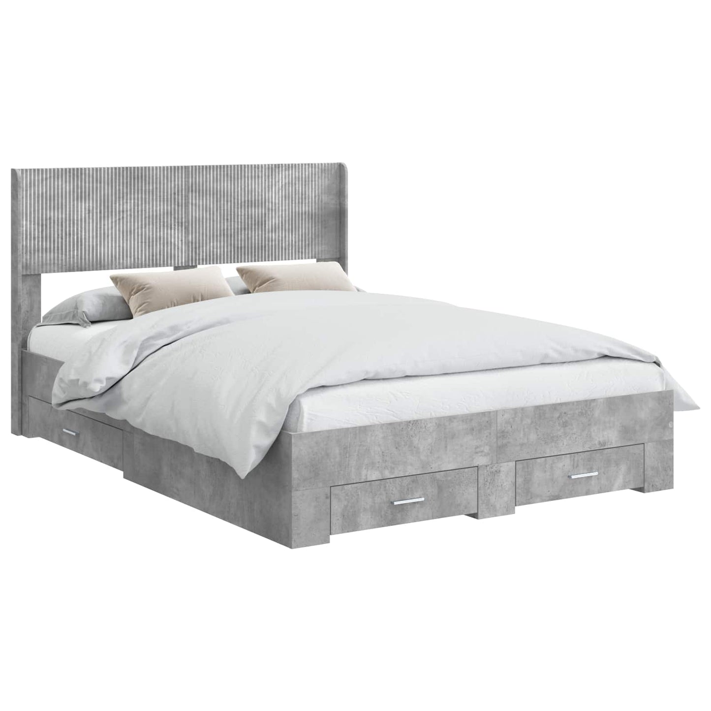 vidaXL Bed Frame with Storage and Headboard Concrete Grey 120 x 200 cm 2