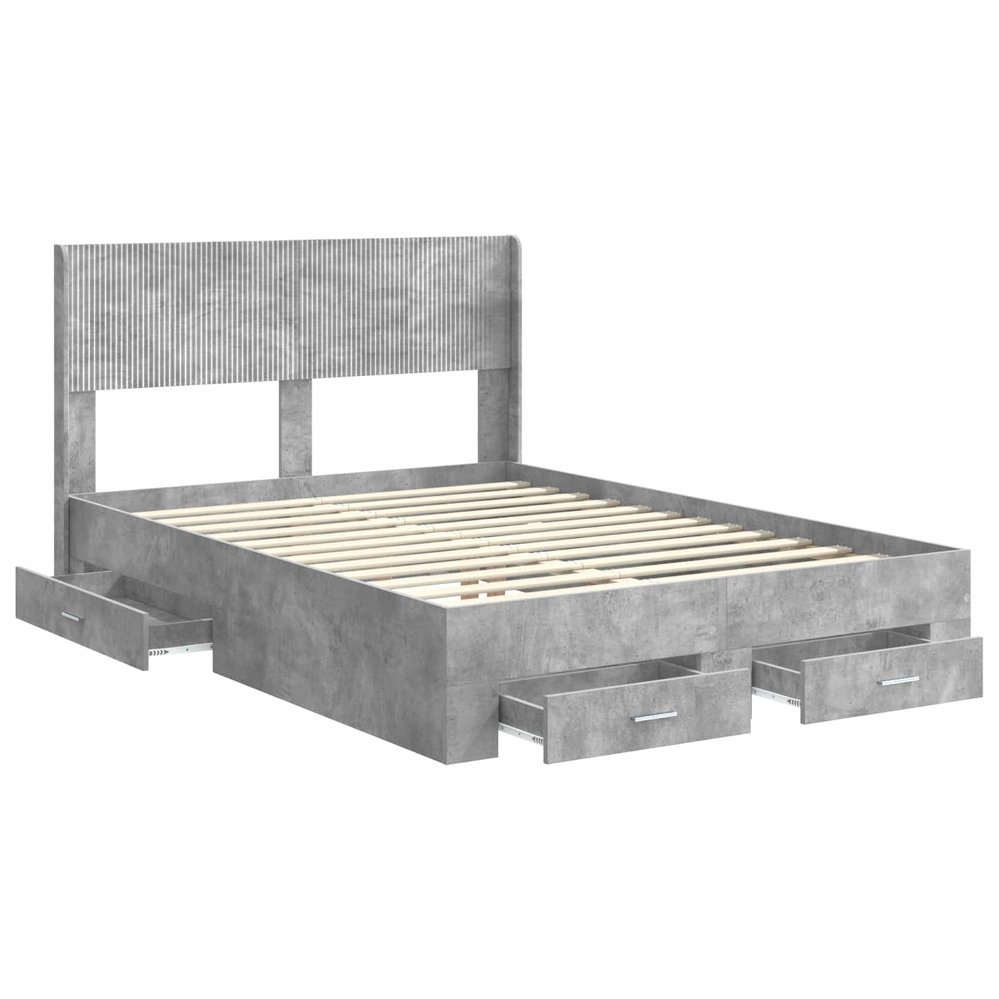 vidaXL Bed Frame with Storage and Headboard Concrete Grey 120 x 200 cm 5