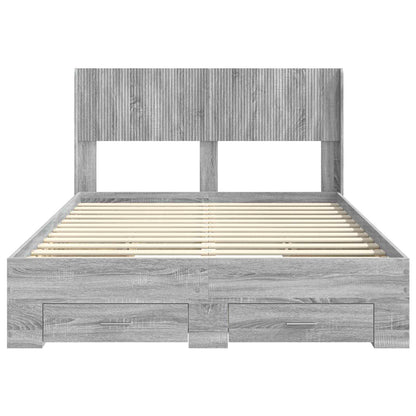 vidaXL Bed Frame with Storage and Headboard Grey Sonoma 6