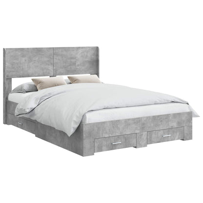vidaXL Bed Frame with Storage and Headboard Concrete Grey 120 x 190 cm 2