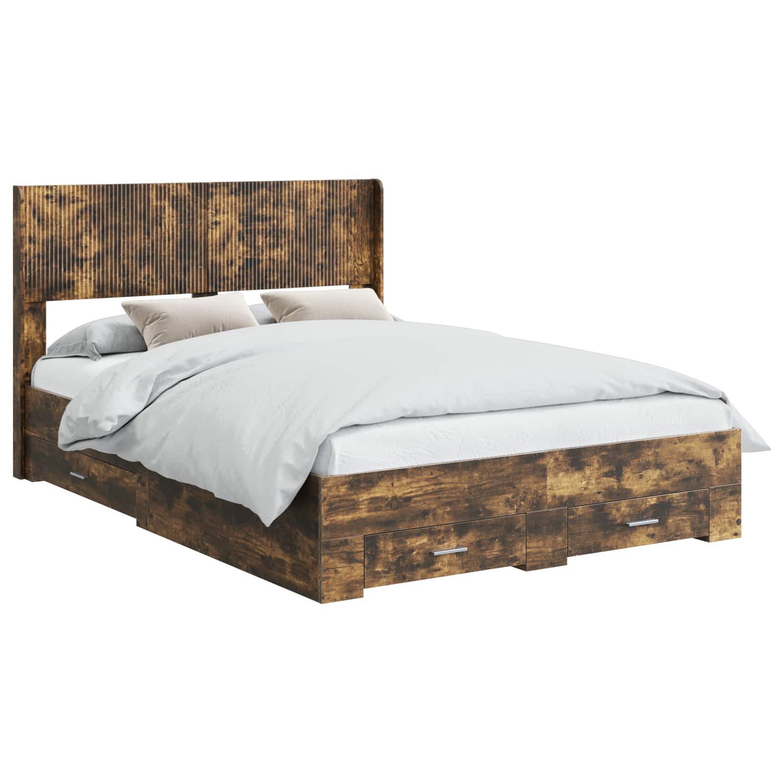 vidaXL Bed Frame with Storage and Headboard Smoked Oak 120 x 190 cm 2