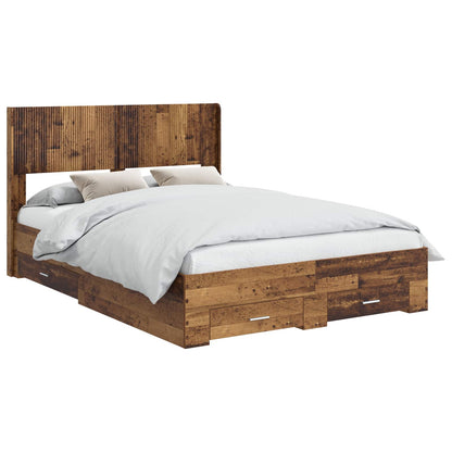 vidaXL Bed Frame with Storage and Headboard Old Wood 120 x 190 cm 2