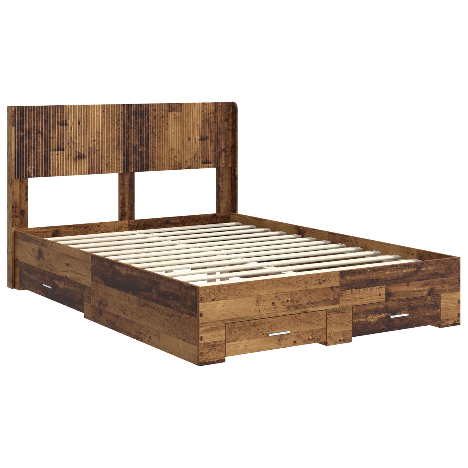 vidaXL Bed Frame with Storage and Headboard Old Wood 120 x 190 cm 4