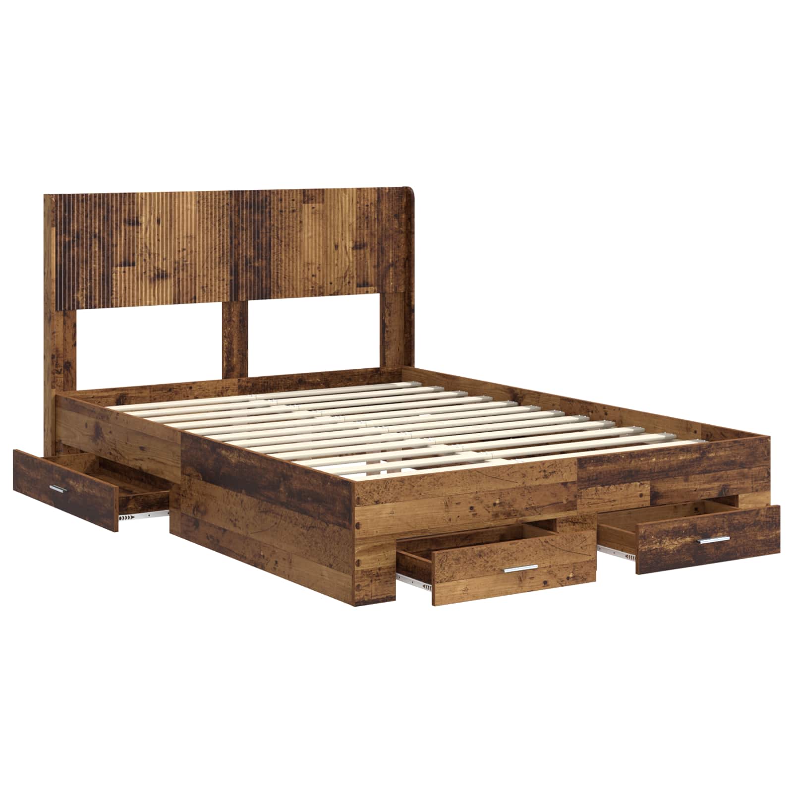 vidaXL Bed Frame with Storage and Headboard Old Wood 120 x 190 cm 5