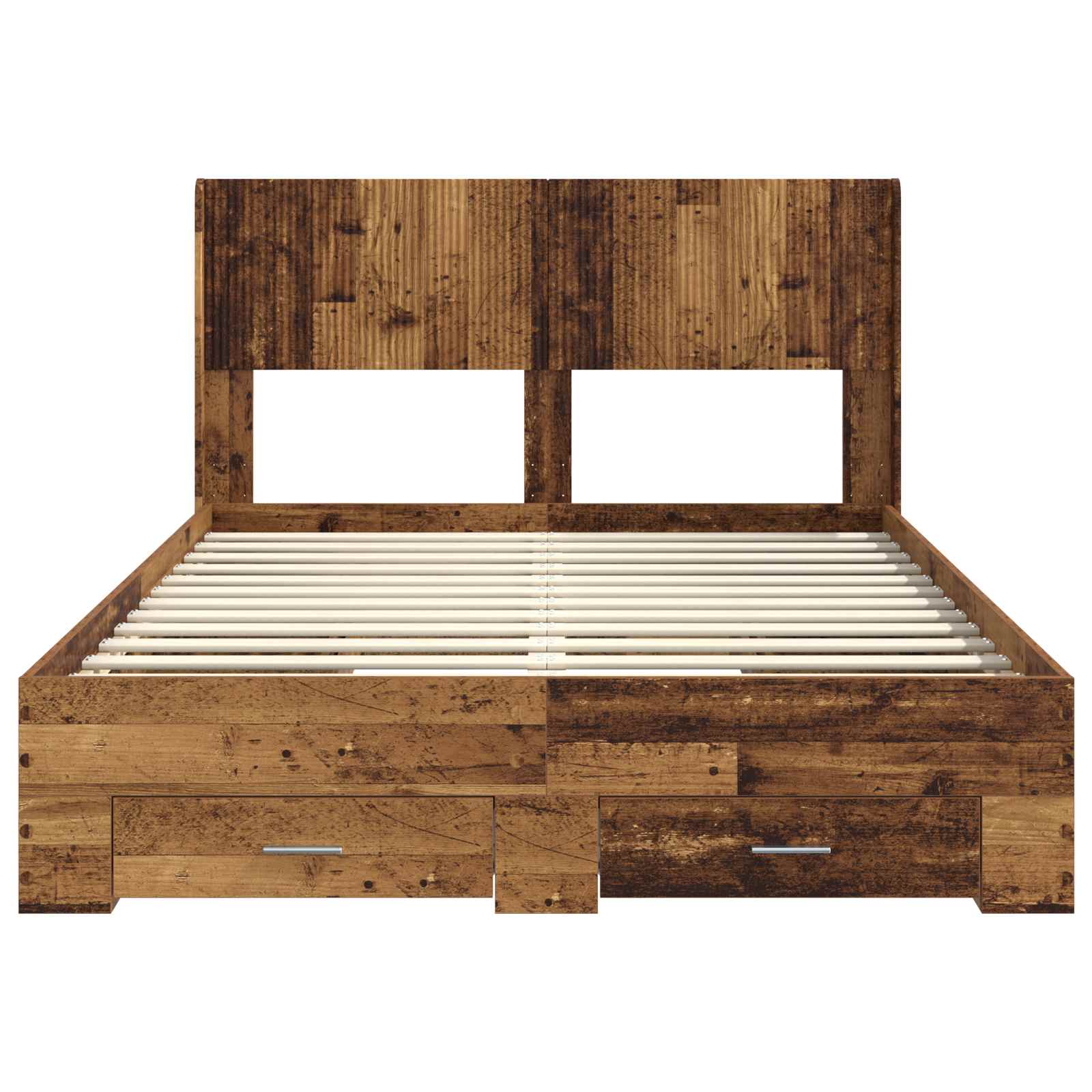 vidaXL Bed Frame with Storage and Headboard Old Wood 120 x 190 cm 6