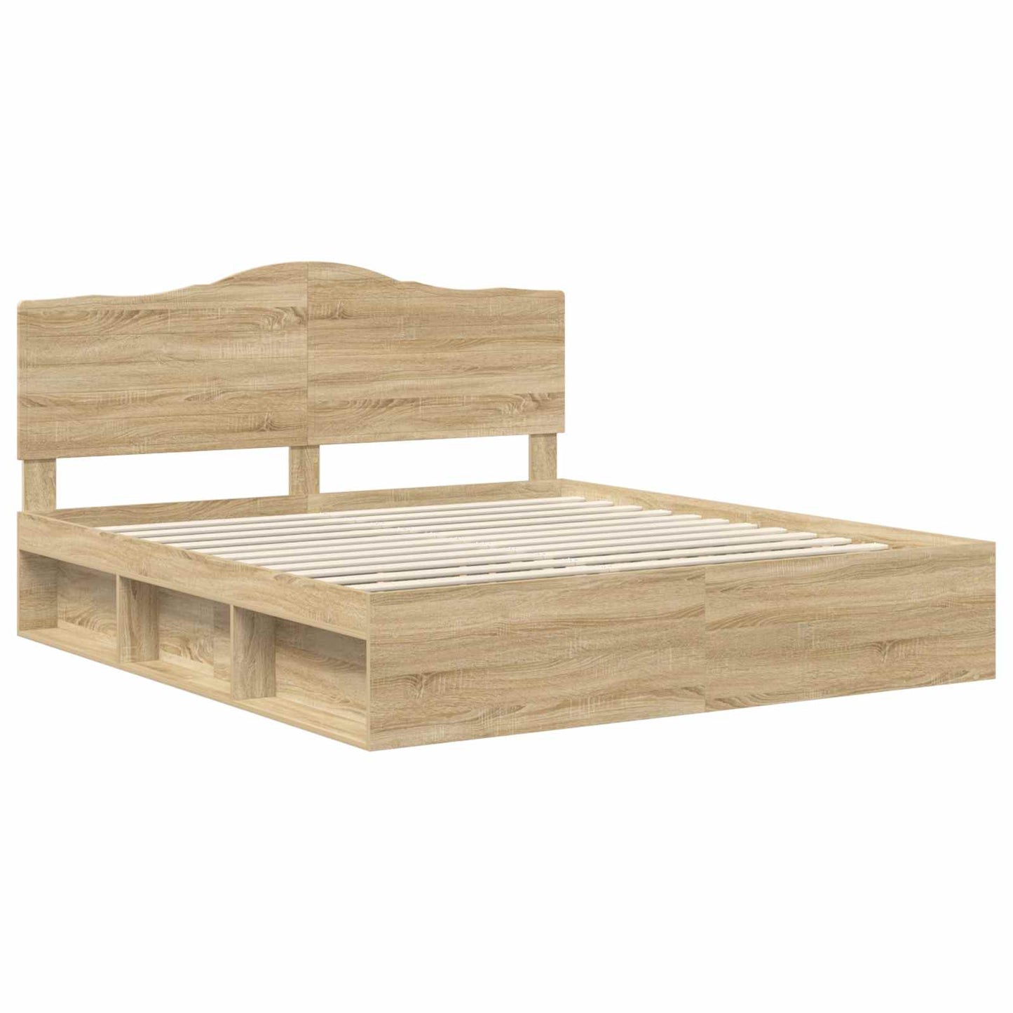 vidaXL Bed Frame with Headboard Sonoma 200 x 200 cm Solid Pine Wood 4