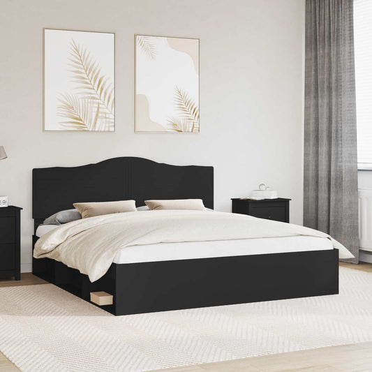 vidaXL Bed Frame with Headboard Black 180 x 200 cm Solid Pine Wood 1