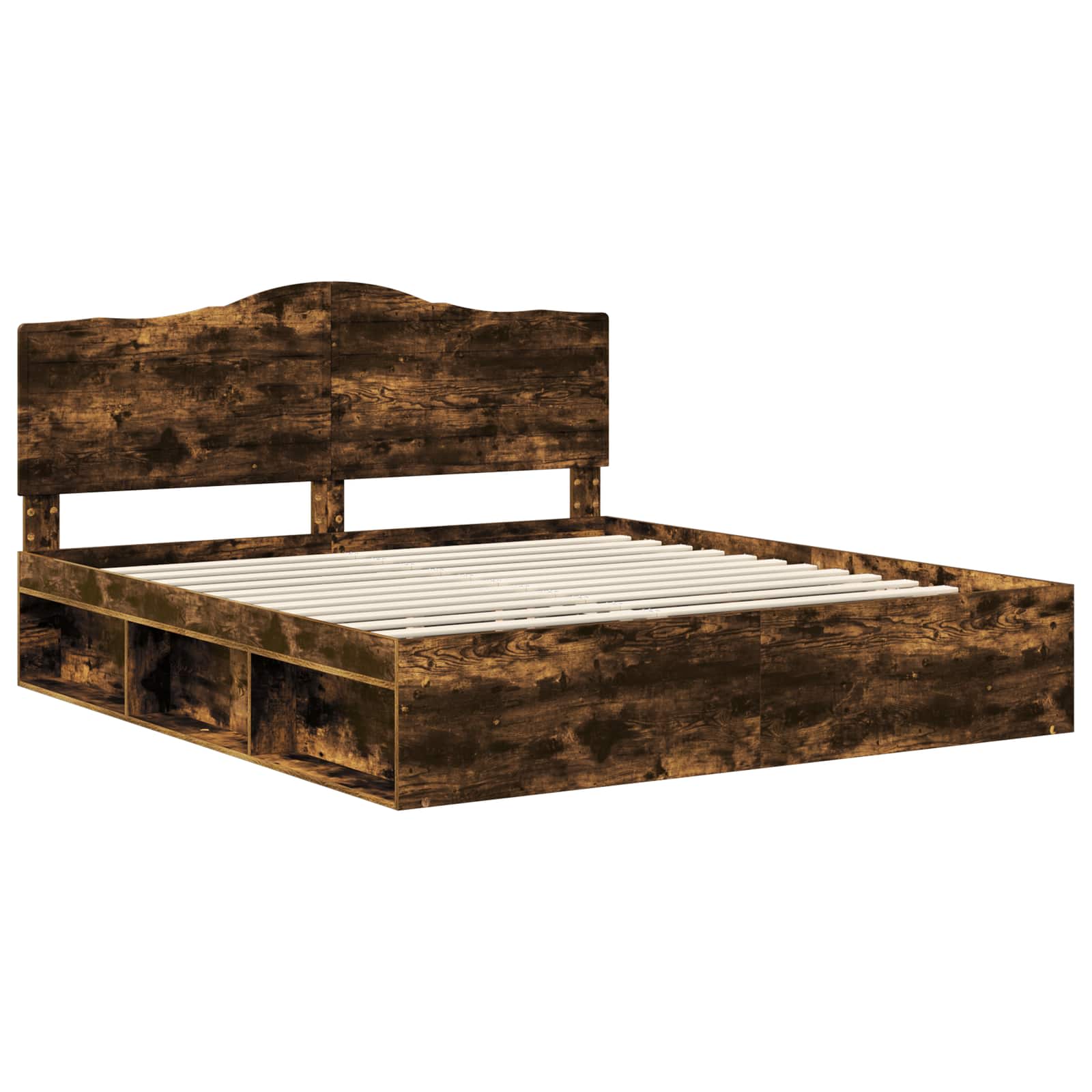 vidaXL Bed Frame Smoked Oak 180 x 200 cm Solid Pine Wood 4