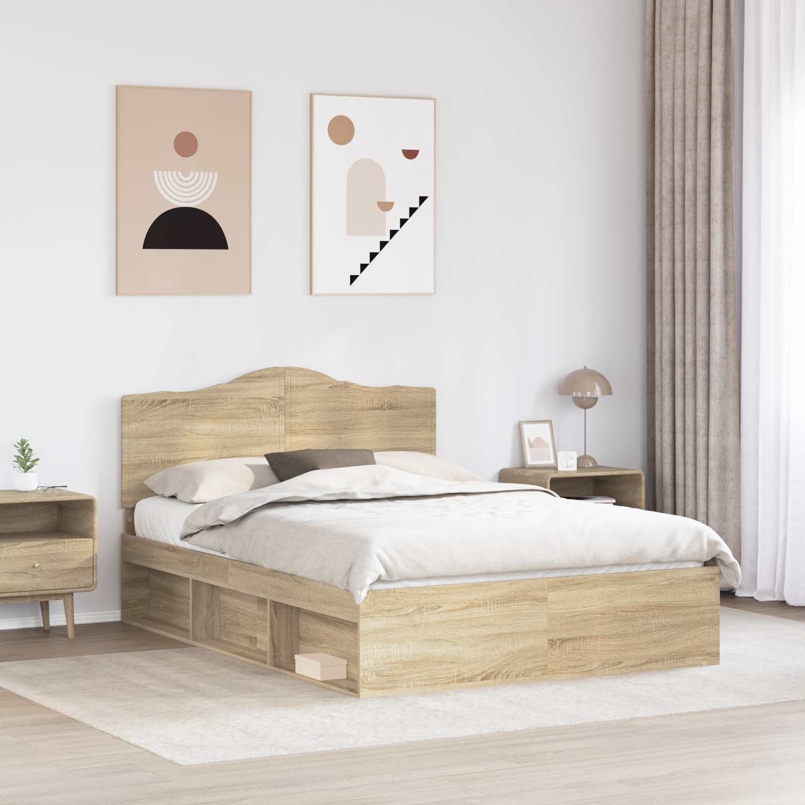 vidaXL Bed Frame with Headboard Sonoma 160 x 200 cm Solid Pine Wood 3