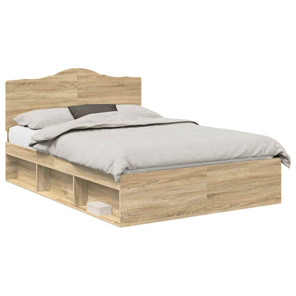 vidaXL Bed Frame with Headboard Sonoma 160 x 200 cm Solid Pine Wood 2