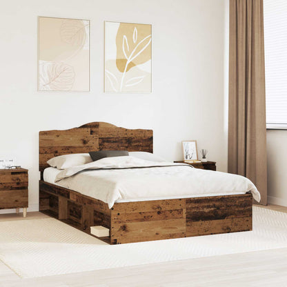 vidaXL Bed Frame with Headboard Old Wood 150 x 200 cm Solid Pine Wood 1