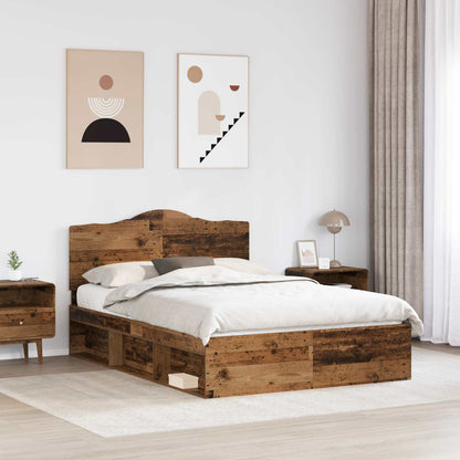 vidaXL Bed Frame with Headboard Old Wood 150 x 200 cm Solid Pine Wood 3