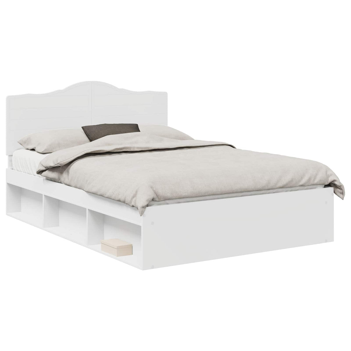 vidaXL Bed Frame with Headboard White 140 x 190 cm Solid Pine Wood 2