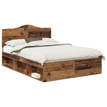 vidaXL Bed Frame with Headboard Old Wood 140 x 190 cm Solid Pine Wood 2