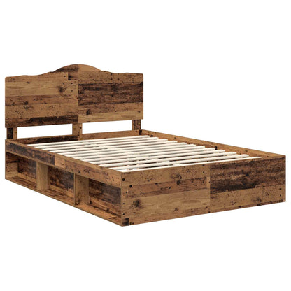 vidaXL Bed Frame with Headboard Old Wood 140 x 190 cm Solid Pine Wood 4