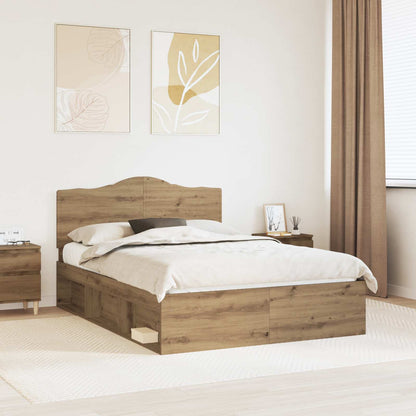 vidaXL Bed Frame Artisian Oak 140 x 190 cm Solid Pine Wood 1