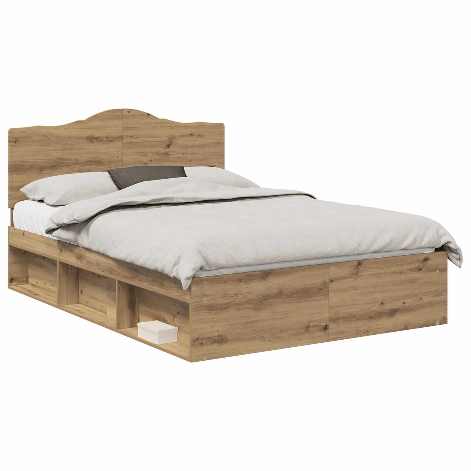 vidaXL Bed Frame Artisian Oak 140 x 190 cm Solid Pine Wood 2