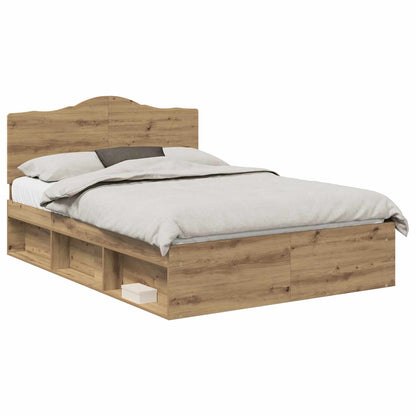 vidaXL Bed Frame Artisian Oak 140 x 190 cm Solid Pine Wood 2