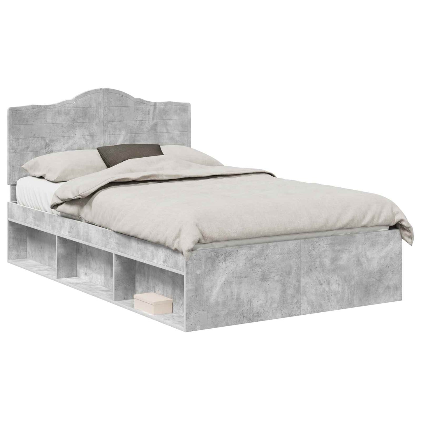 vidaXL Bed Frame Concerte Grey 135 x 190 cm Solid Pine Wood 2