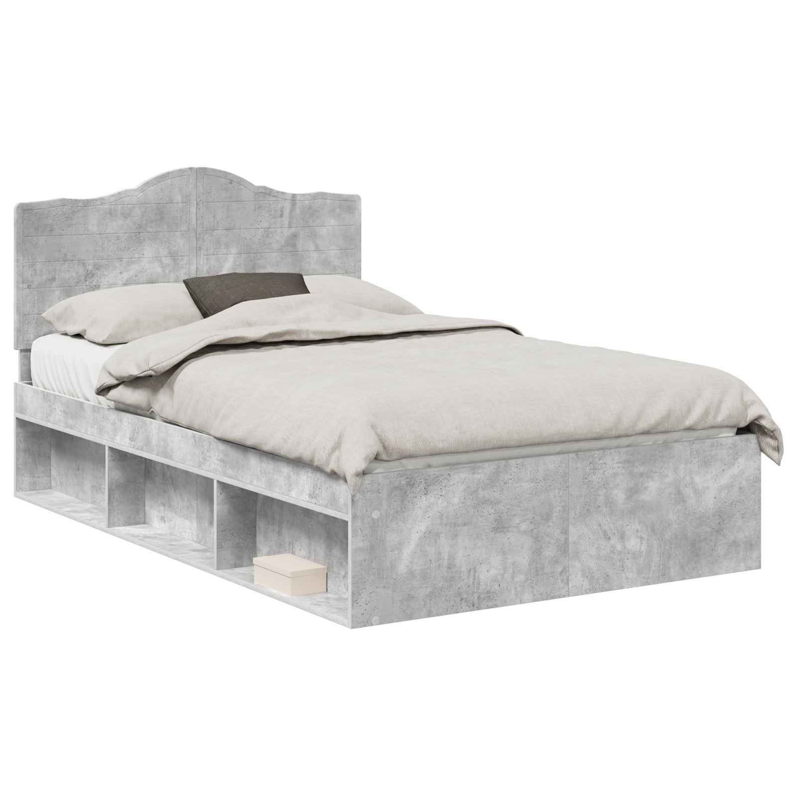vidaXL Bed Frame Concerte Grey 135 x 190 cm Solid Pine Wood 2