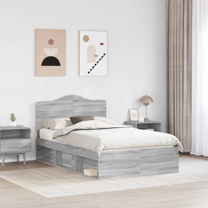 vidaXL Bed Frame Grey Sonoma 135 x 190 cm Solid Pine Wood 3