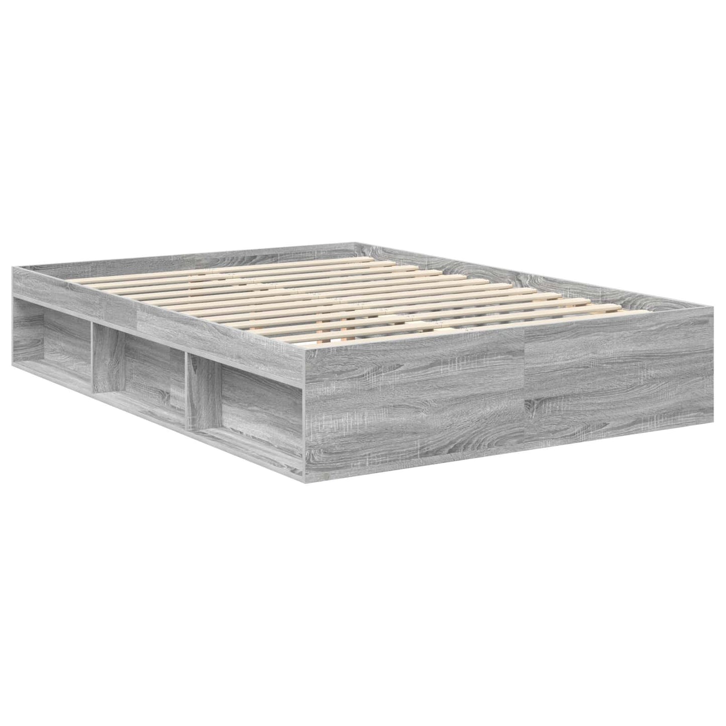vidaXL Bed Frame Grey Sonoma 135 x 190 cm Solid Pine Wood 5