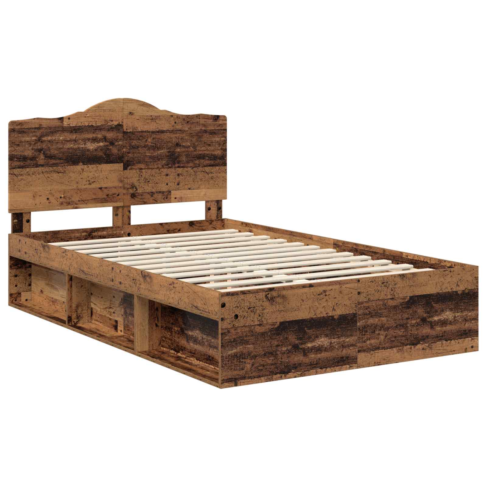 vidaXL Bed Frame with Headboard Old Wood 135 x 190 cm Solid Pine Wood 4