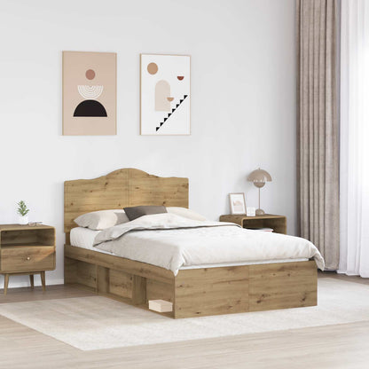 vidaXL Bed Frame Artisian Oak 135 x 190 cm Solid Pine Wood 3