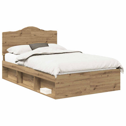 vidaXL Bed Frame Artisian Oak 135 x 190 cm Solid Pine Wood 2