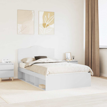 vidaXL Bed Frame with Headboard White 120 x 200 cm Solid Pine Wood 1