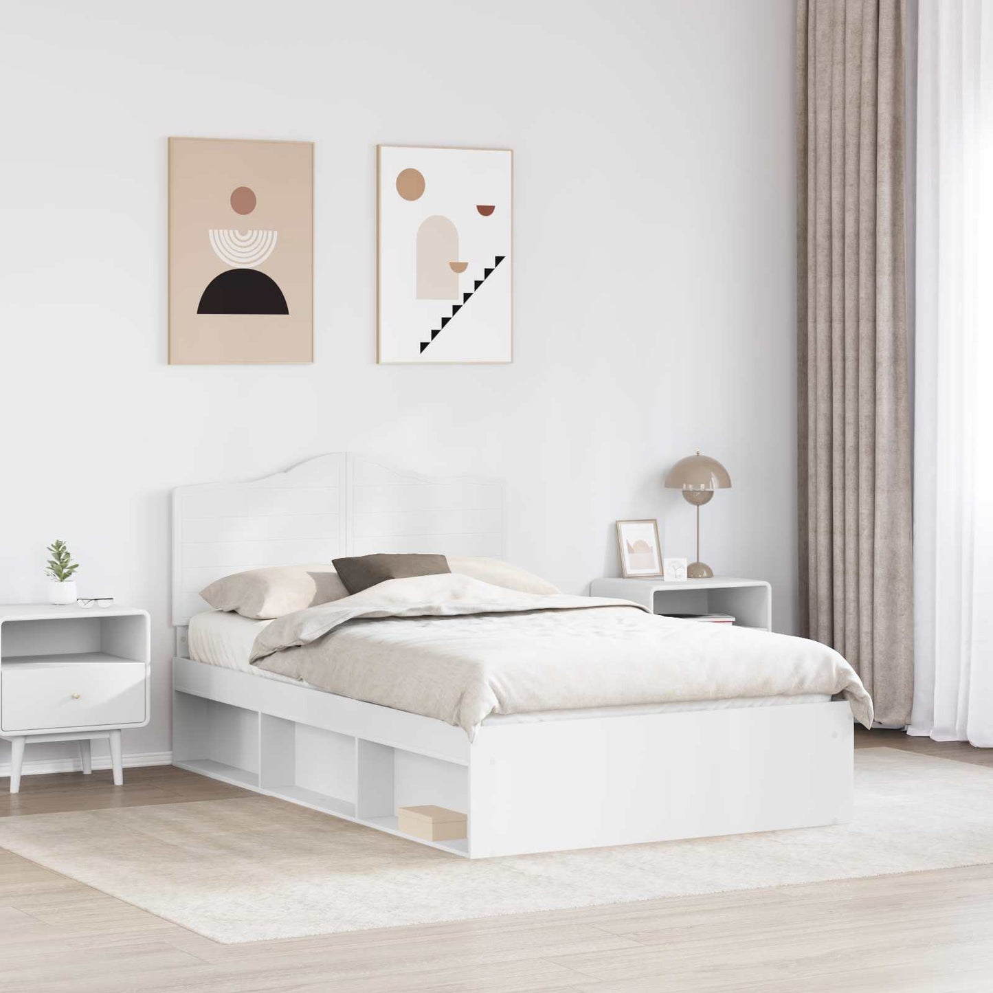 vidaXL Bed Frame with Headboard White 120 x 200 cm Solid Pine Wood 3