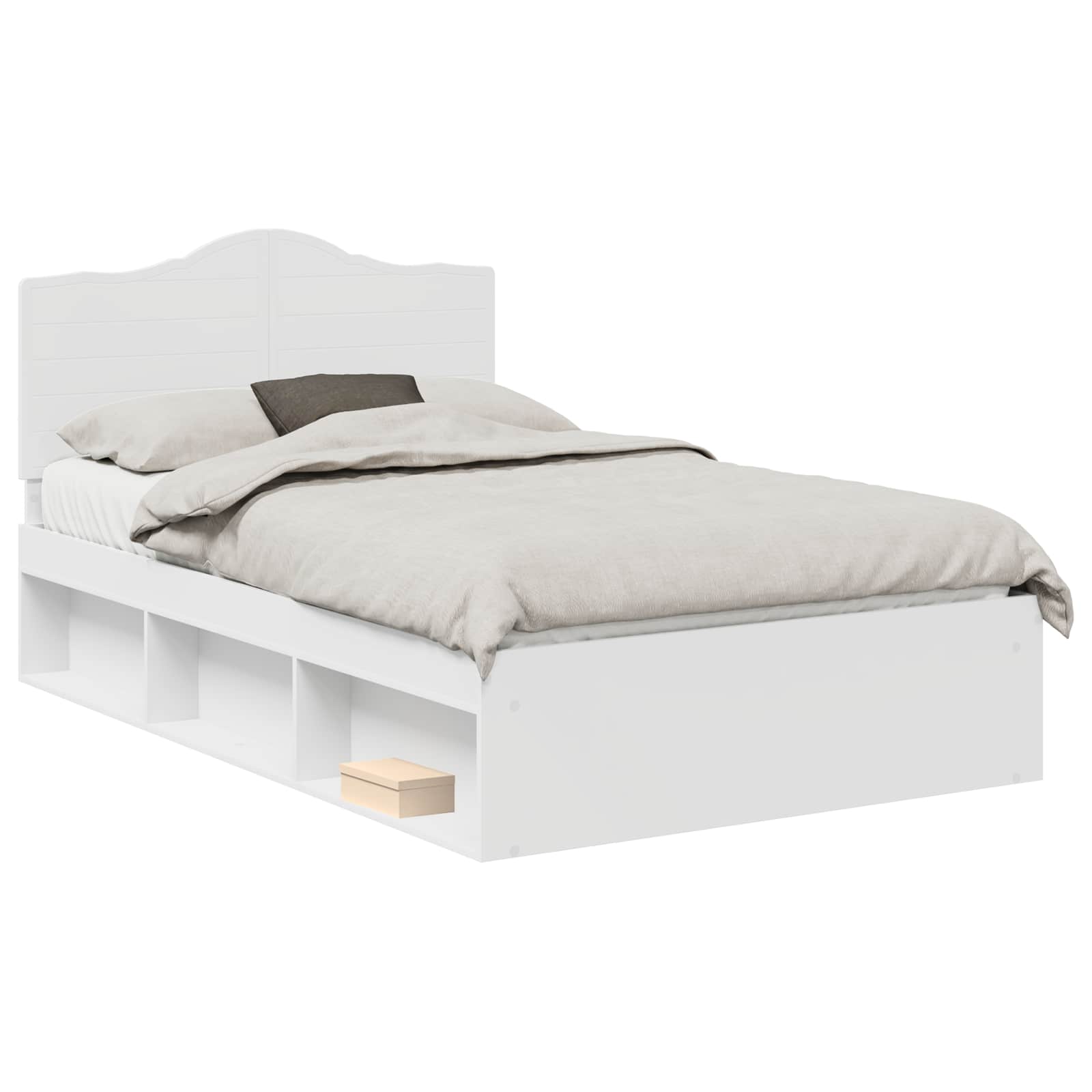 vidaXL Bed Frame with Headboard White 120 x 200 cm Solid Pine Wood 2