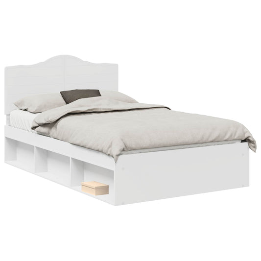 vidaXL Bed Frame with Headboard White 120 x 200 cm Solid Pine Wood 2